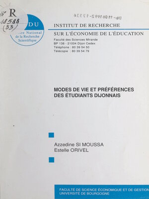 cover image of Modes de vie et préférences des étudiants dijonnais